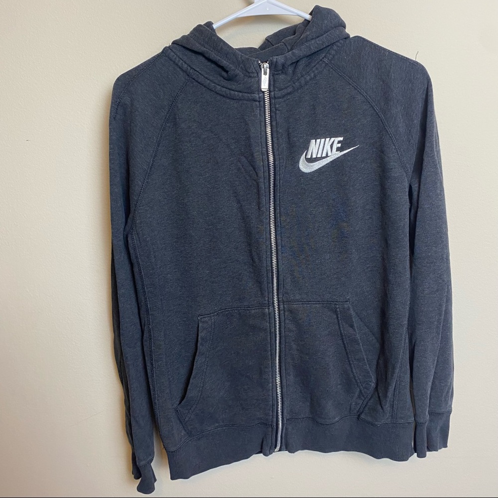 Nike dark gray zip- up hoodie size XL